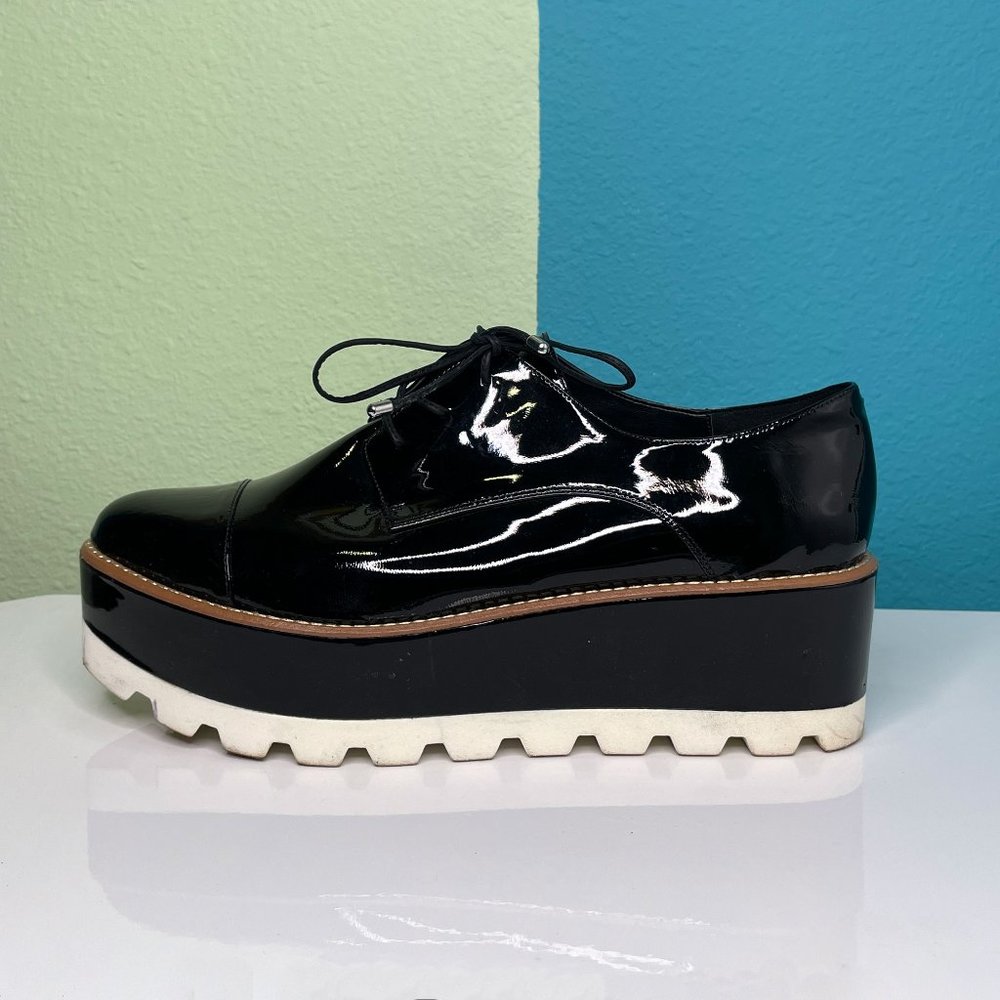 DKNY Black Uptown Patent Platform Oxfords | Size 11